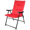 KRZESŁO OGRODOWE SKŁADANE 59X66X45/90CM Z PODUSZKĄ CZERWONE