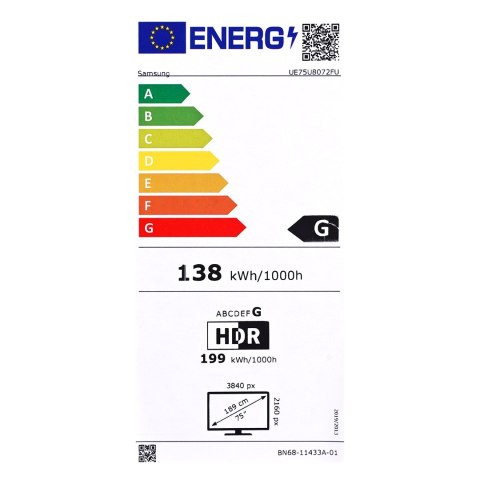 Telewizor Samsung UE75U8072FUXXH LED 75" 4K Ultra HD Tizen Q-Symphony DVB-T2 Czarny (MODEL 2025)