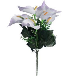 Bukiet 7 CALLI z bukszpanem 37 cm BIAŁO FIOLETOWY
