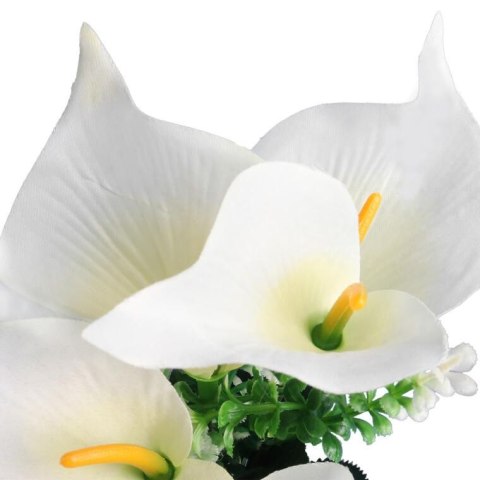 Bukiet 7 CALLI z bukszpanem 37 cm BIAŁY