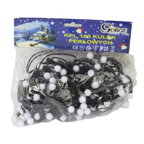 Fioletowe Lampki Choinkowe 100 LED - Perełki, Zasilanie Sieciowe, 8m Długości