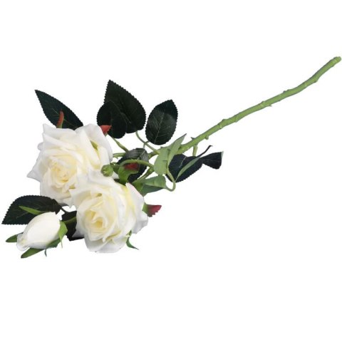GAŁĄZKA Z 3 RÓŻAMI 56 CM BIAŁA