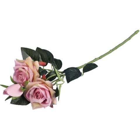 GAŁĄZKA Z 3 RÓŻAMI 56 CM RÓŻOWA
