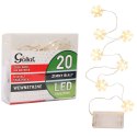 Lampki Świąteczne: 20 LED Śnieżynki na Niewidocznym Druciku, Ciepłe Białe światło, Zasilane Bateriami AA