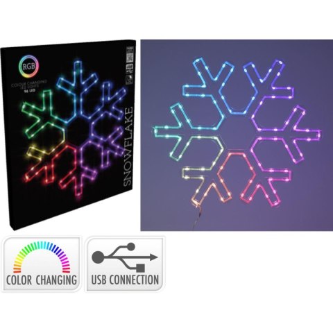 PŁATEK ŚNIEGU DEKORACYJNY WISZĄCY 90LED RGB USB PŁATEK ŚNIEGU DEKORACYJNY WISZĄCY 90LED RGB USB