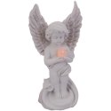 Stojący Aniołek z LED 17 cm - Biała Dekoracja Cmentarna z Bezpiecznym Oświetleniem