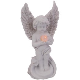Stojący Aniołek z LED 17 cm - Biała Dekoracja Cmentarna z Bezpiecznym Oświetleniem