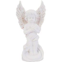 Stojący Aniołek z LED 17 cm - Biała Dekoracja Cmentarna z Bezpiecznym Oświetleniem