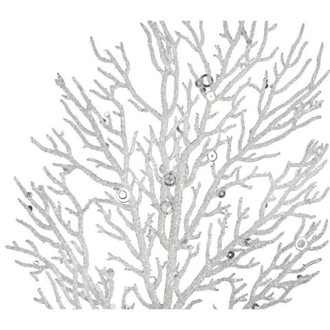 Świąteczna Dekoracja - Opalizujący Biały Liść Brokatowy