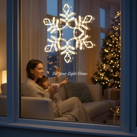 BOŻONARODZENIOWA DEKORACJA Z WĘŻA ŚWIETLNEGO LED- ŚNIEŻYNKA 56 CM