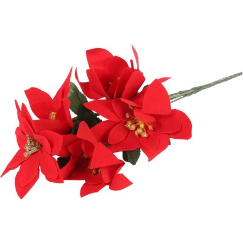 Bukiet 5 POINSECJI WELUROWYCH 32 cm KOLOR CZERWONY