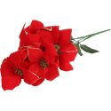 Bukiet 5 POINSECJI WELUROWYCH 56 cm KOLOR CZERWONY