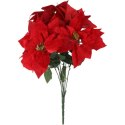 Bukiet 7 ELEGANCKICH WELUROWYCH POINSECJI 55 cm KOLOR CZERWONY