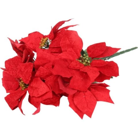 Bukiet 7 ELEGANCKICH WELUROWYCH POINSECJI 55 cm KOLOR CZERWONY