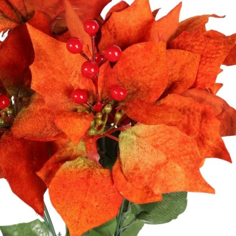 Bukiet 7 ELEGANCKICH WELUROWYCH POINSECJI 55 cm KOLOR POMARAŃCZOWY