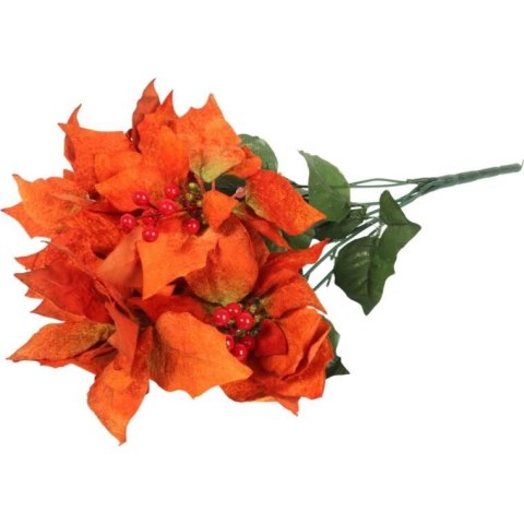 Bukiet 7 ELEGANCKICH WELUROWYCH POINSECJI 55 cm KOLOR POMARAŃCZOWY