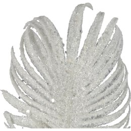 GAŁĄZKA BROKATOWA - 3 LIŚCIE PALMY 66 CM BIAŁA