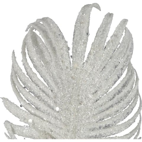 GAŁĄZKA BROKATOWA - 3 LIŚCIE PALMY 66 CM BIAŁA