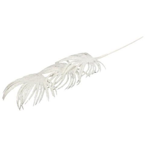 GAŁĄZKA BROKATOWA - 3 LIŚCIE PALMY 66 CM BIAŁA