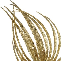 GAŁĄZKA BROKATOWA - 3 LIŚCIE PALMY 66 CM ZŁOTA