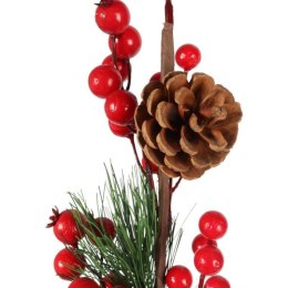 GAŁĄZKA ŚWIERKOWA z JARZĘBINĄ 60 CM czerwona