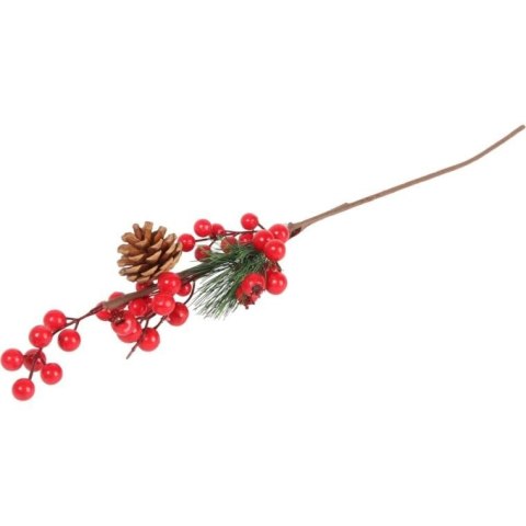 GAŁĄZKA ŚWIERKOWA z JARZĘBINĄ 60 CM czerwona