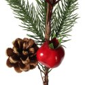 GAŁĄZKA ŚWIERKOWA z JARZĘBINĄ OŚNIEŻONA 34 CM czerwona