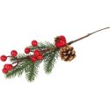 GAŁĄZKA ŚWIERKOWA z JARZĘBINĄ OŚNIEŻONA 34 CM czerwona