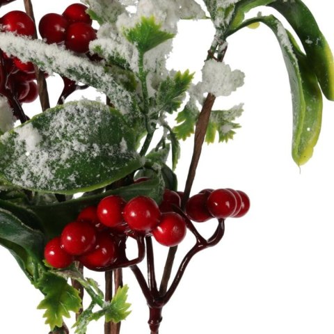 GAŁĄZKA z JARZĘBINĄ i ośnieżonymi liścmi 70 CM czerwona