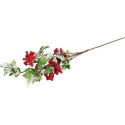 GAŁĄZKA z JARZĘBINĄ i ośnieżonymi liścmi 70 CM czerwona