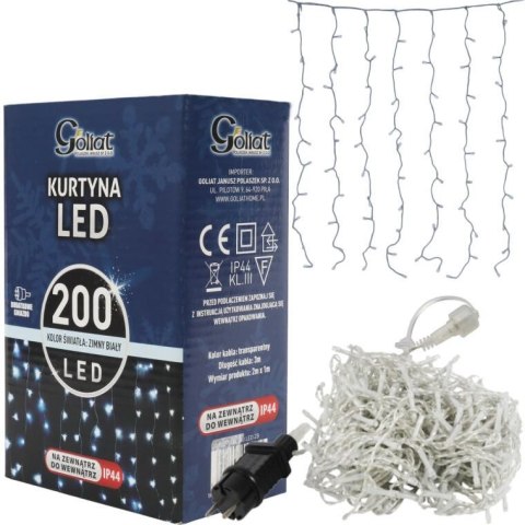 KURTYNA 200 LED ZASŁONA ŚWIETLNA LAMPKI ŚWIĘTA LAMPKA ŚWIĄTECZNA 2 x 1 m