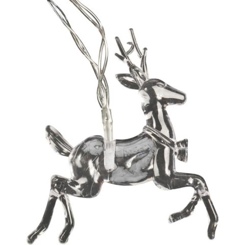 Lampki choinkowe na sznurze AKRYLOWE RENIFERY 10 led na baterie 10 cm