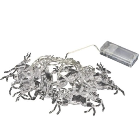 Lampki choinkowe na sznurze AKRYLOWE RENIFERY 10 led na baterie 10 cm