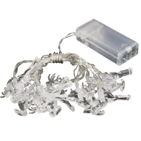 Lampki choinkowe na sznurze AKRYLOWE RENIFERY 10 led na baterie