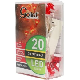 Lampki choinkowe na sznurze CZAPKI MIKOŁAJA 20 led na baterie
