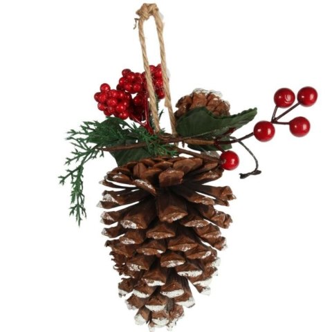 Ozdoba bożonarodzeniowa zawieszkaSZYSZKA Z DEKORACJĄ 20 cm BRĄZOWA