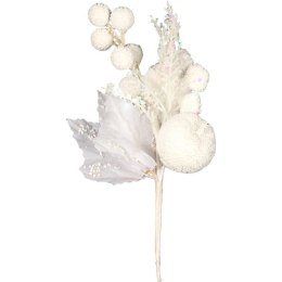 PIK GAŁĄZKA ozdobna z jabłkiem ośnieżona 20 CM biała