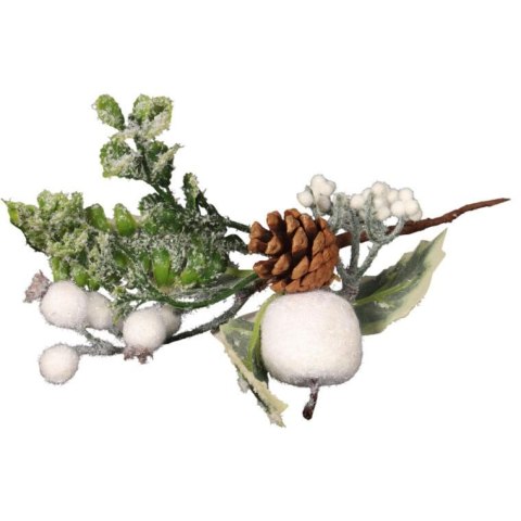 PIK GAŁĄZKA ozdobna z jabłkiem ośnieżona 24 CM biała