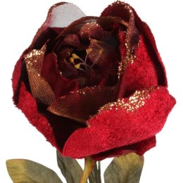 PIWONIA WELUROWA Z BROKATEM 62 CM BORDOWA