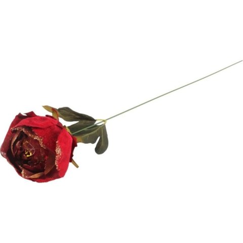 PIWONIA WELUROWA Z BROKATEM 62 CM BORDOWA