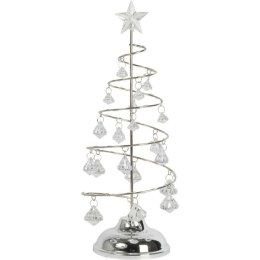 SREBRNA CHOINKA KRYSZTAŁOWA LED LAMPKA OZDOBA