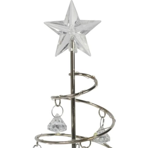 SREBRNA CHOINKA KRYSZTAŁOWA LED LAMPKA OZDOBA