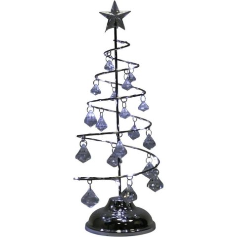 SREBRNA CHOINKA KRYSZTAŁOWA LED LAMPKA OZDOBA