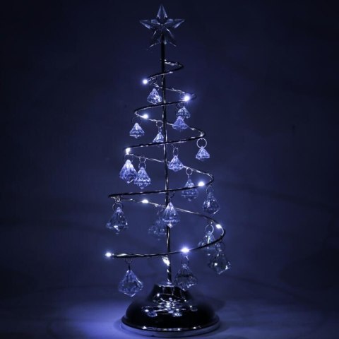 SREBRNA CHOINKA KRYSZTAŁOWA LED LAMPKA OZDOBA