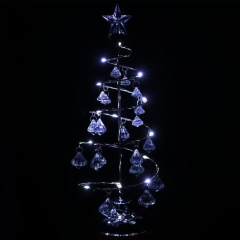 SREBRNA CHOINKA KRYSZTAŁOWA LED LAMPKA OZDOBA