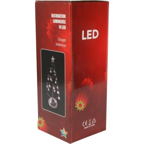 SREBRNA CHOINKA KRYSZTAŁOWA LED LAMPKA OZDOBA