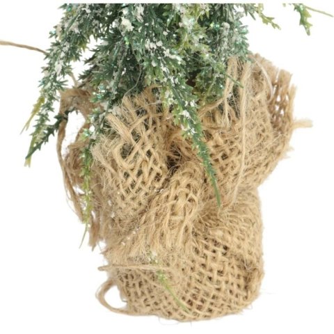 Sztuczne drzewko CHOINKA OŚNIEŻONA W JUCIE 24 CM