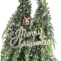 Sztuczne drzewko CHOINKA OŚNIEŻONA W JUCIE 28 CM DEKORACJA ŚWIĄTECZNA