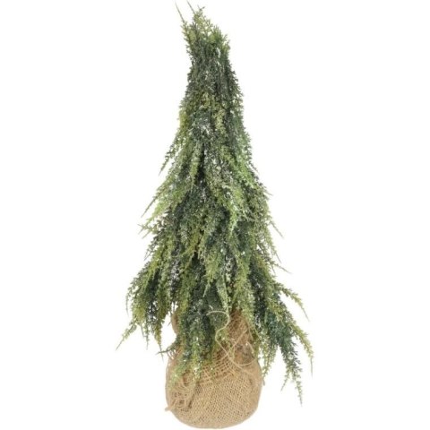 Sztuczne drzewko CHOINKA OŚNIEŻONA W JUCIE 50 CM