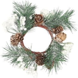 Wianek z bialymi kulkami i szyszkami 20 cm ŚWIĄTECZNA DEKORACJA STROIK